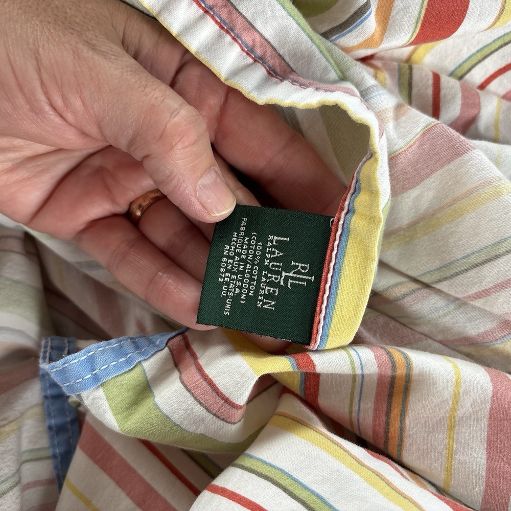 Vintage Ralph Lauren Harbor View Stripe Sheet Set King Flat & Fitted Cotton USA - Picture 5 of 8